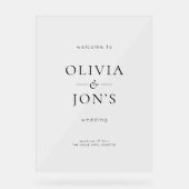 Elegant Black and White Wedding Welcome Acrylschild (Vorderseite)