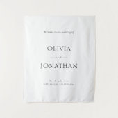 Elegant Black and White Wedding Welcome Fabric Wandteppich (Vorderseite)