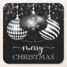 Elegant Black and Whtie Baubles Frohe Weihnachten