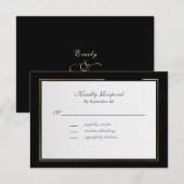 Elegant Black Background Gold Frame RSVP (Vorne/Hinten)