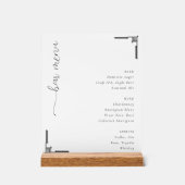 Elegant Black Bar Menu Acrylschild (Vorderseite)