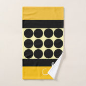 Elegant black  beige &  yellow dots monogram name badhandtuch set (Handtuch)