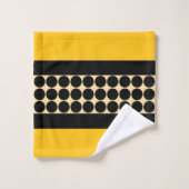 Elegant black  beige &  yellow dots monogram name badhandtuch set (Waschlappen)