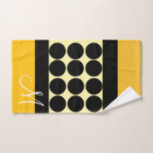 Elegant black  beige &  yellow dots monogram name badhandtuch set (Handtuch)