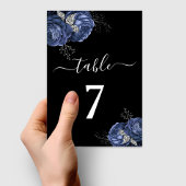 Elegant Black Blue Floral Tischnummer