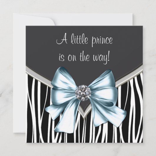 Elegant Black Blue Zebra Baby Shower Einladung (Vorderseite)