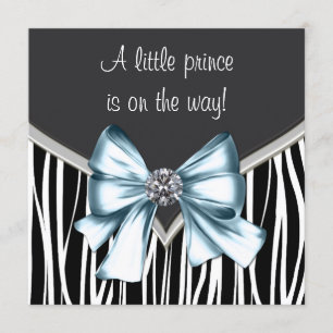 Elegant Black Blue Zebra Baby Shower Einladung