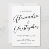 Elegant Black Blüh Calligraphy Wedding Einladung (Vorderseite)