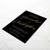Elegant Black Blüh Calligraphy Wedding Gold Folieneinladung (Gedreht)