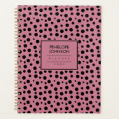Elegant Black Blush Pink Polka Dot Pattern Planer (Vorderseite)
