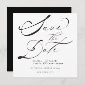 Elegant Black Bold Calligraphy Script Wedding Save The Date (Vorne/Hinten)
