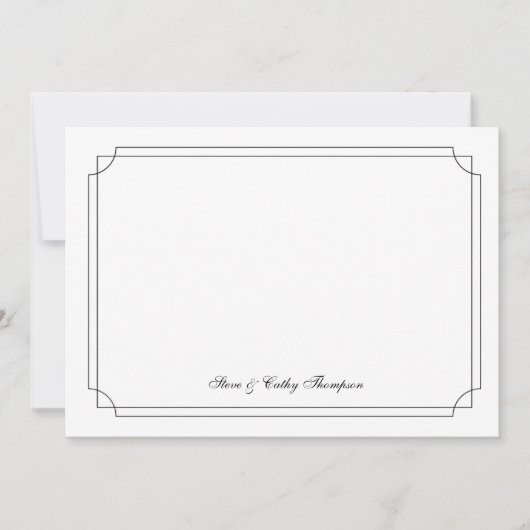 Elegant  Black Border on White Custom Notecard Karte (Vorderseite)