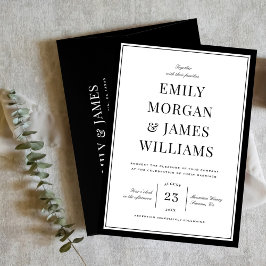 Elegant Black Border Vintage Typography Wedding Einladung