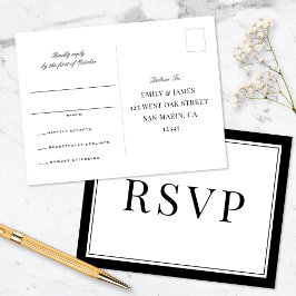 Elegant Black Border Vintage Typography Wedding Postkarte