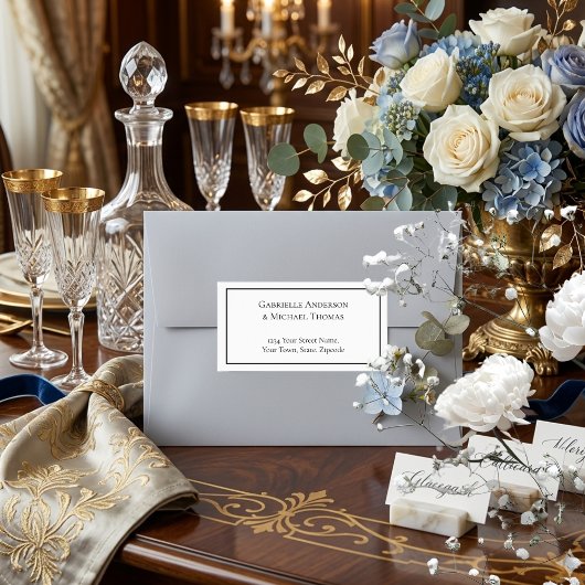 Elegant Black Border White Text Address Labels Adressaufkleber