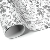 Elegant Black Botanical Illustration Geschenkpapier (Rolleneckpunkt)