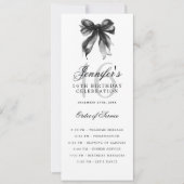 Elegant Black Bow 16th Birthday Party Program Menu Einladung (Vorderseite)
