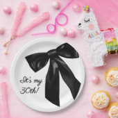 Elegant Black Bow 30th Birthday Paper Plates Pappteller (Party)