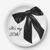 Elegant Black Bow 30th Birthday Paper Plates Pappteller (Vorderseite)