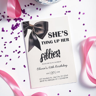 Elegant Black Bow 60th Birthday Invitation Einladung