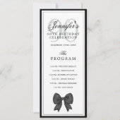 Elegant Black Bow 90th Birthday Program + Menu  Einladung (Vorderseite)