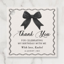 Elegant Black Bow Birthday Favor Tags