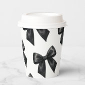 Elegant Black Bow Birthday Pappbecher (Vorderseite)
