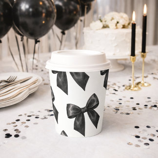 Elegant Black Bow Birthday Pappbecher