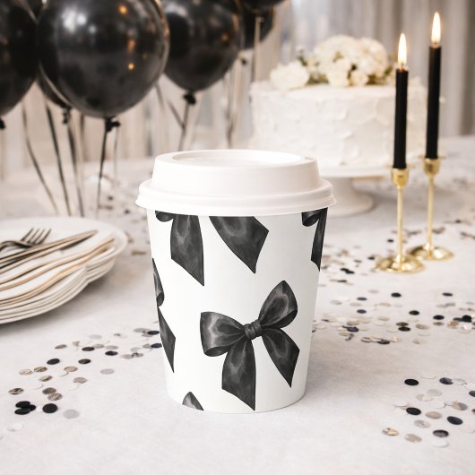 Elegant Black Bow Birthday Pappbecher