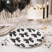 Elegant Black Bow Birthday Pappteller