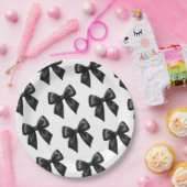 Elegant Black Bow Birthday Pappteller (Party)