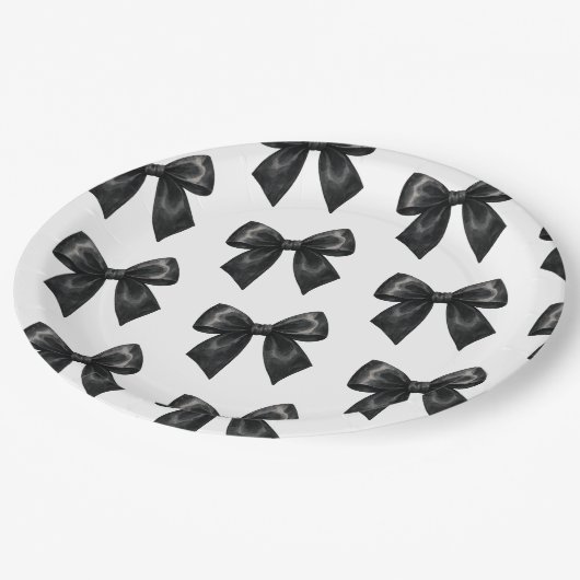 Elegant Black Bow Birthday Pappteller (Schrägansicht)