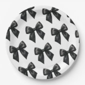 Elegant Black Bow Birthday Pappteller (Vorderseite)