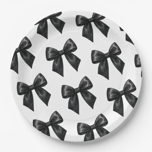 Elegant Black Bow Birthday Pappteller (Vorderseite)