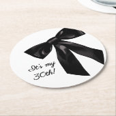 Elegant Black Bow Birthday Party Coasters Runder Pappuntersetzer (Angewinkelt)