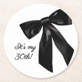 Elegant Black Bow Birthday Party Coasters Runder Pappuntersetzer (Vorderseite)