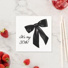 Elegant Black Bow Birthday Party Napkins Serviette