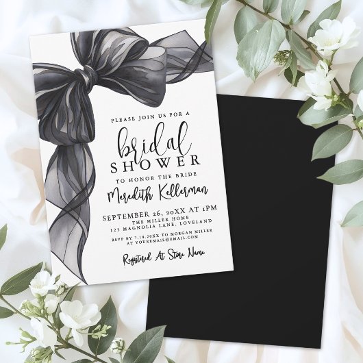 Elegant Black Bow Bridal Shower Einladung