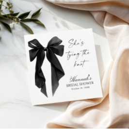 Elegant Black Bow Bridal Shower  Serviette