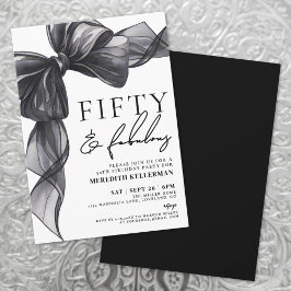Elegant Black Bow Fifty & Fabulous 50th Birthday Einladung