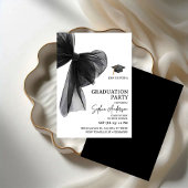Elegant Black Bow Graduation Party Einladung