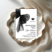 Elegant Black Bow Graduation Party Einladung