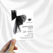 Elegant Black Bow Graduation Party Einladung