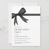 Elegant Black Bow Graduation Party Einladung (Vorderseite)