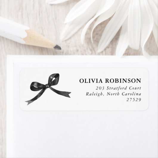 Elegant Black Bow Graduation Return Address (Insitu)