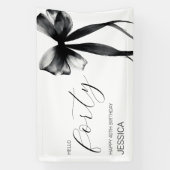 Elegant Black Bow Hello Forty 40th Birthday Party Banner (Vertikal)