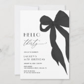 Elegant Black Bow Hello Thirty 30th Birthday Einladung (Vorderseite)