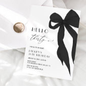 Elegant Black Bow Hello Thirty 30th Birthday Einladung