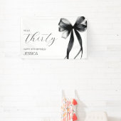 Elegant Black Bow Hello Thirty 30th Birthday Party Banner (InSitu)