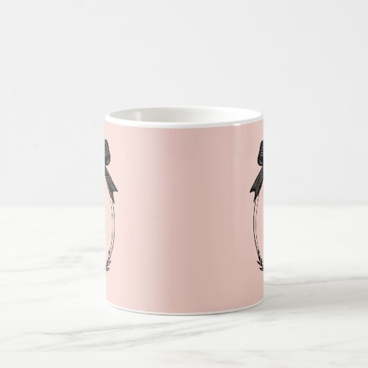 Elegant Black Bow Initial Chic Blush Pink Monogram Kaffeetasse (Mittel)